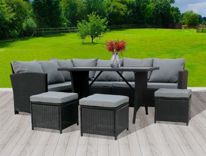 BIRCHTREE Rattan Furniture Set RFS04 Black KMS Direct