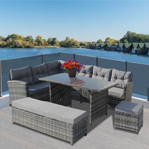 BIRCHTREE Rattan Furniture Set RFS06 Grey KMS Direct