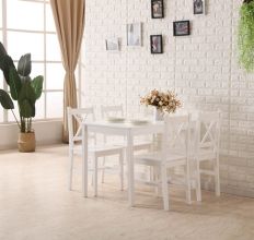 WestWood Dining Table With 4 Chair Wood DS03 white