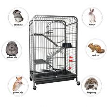 Foxhunter 93 5cm Metal Pet Cage 4 Level Fh Mpc 03 Hammered Silver Kms Direct