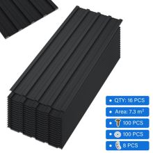 BIRCHTREE 16x Metal Roof Sheets 1080X426MM RSS01 Black