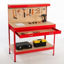 SwitZer Steel Garage Workbench With Drawers Pegboard Red