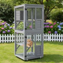 PawHaven Cat Cage Wood PH-CC-03 Grey