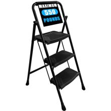 BIRCHTREE 3 Step Folding Ladder Black
