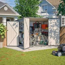 BIRCHTREE 4 x 8FT Bike Shed Metal Garden Shed Grey