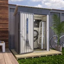 BIRCHTREE Metal Garden Shed Pent Roof 3X5FT Grey