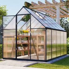BIRCHTREE 6X10FT Polycarbonate Greenhouse Dark Grey