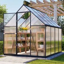 BIRCHTREE 6X8FT Polycarbonate Greenhouse Dark Grey