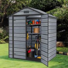 BIRCHTREE Plastic Garden Shed Apex 6X4.4FT Grey