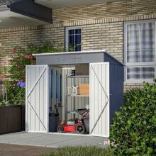 BIRCHTREE Garden Shed Metal Pent Roof 4FT X 6FT Grey White