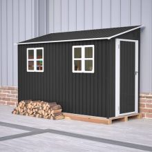 BIRCHTREE Lean To Garden Shed Metal 4X10FT Anthracite