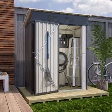 BIRCHTREE Metal Garden Shed Pent Roof 3X5FT Anthracite