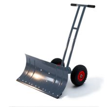 SwitZer Metal Snow Shovel W/ Wheels Grey