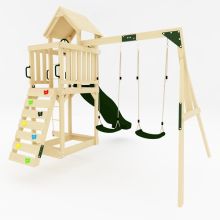 GALACTICA Outdoor Wooden Swing and Slide Set GC-SSS01