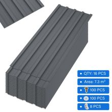 BIRCHTREE 16x Metal Roof Sheets 1080X426MM RSS01 Grey