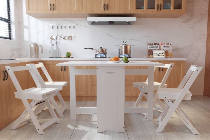 WestWood Dining Table With Chair Folding Drop Leaf Wood WW-DS16 White