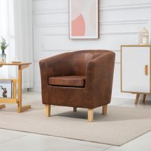 WestWood Faux Leather Tub Armchair Vintage Brown