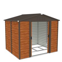 BIRCHTREE Metal Garden Shed Apex Wood Grain 10X8FT Brown