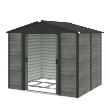 BIRCHTREE Metal Garden Shed Apex Wood Grain 8X6FT Grey