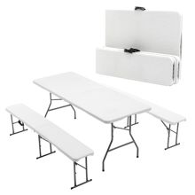 BIRCHTREE Plastic Folding Table Set 6FT White