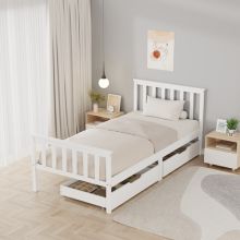 WestWood Wooden Single Bed Frame with Storage Drawer White