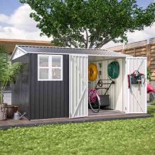 BIRCHTREE Garden Shed With Window 10X10FT Anthracite