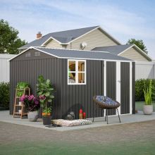 BIRCHTREE Garden Shed With Window 10X8FT Anthracite