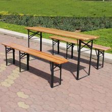 BIRCHTREE Wooden Folding Beer Table Bench Set Trestle