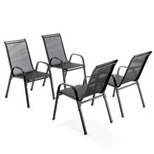 BIRCHTREE Garden Chairs 4-Set Black