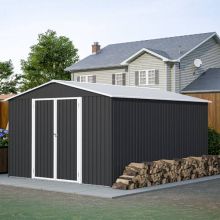 BIRCHTREE Garden Shed Apex Roof 10FT X 12FT Anthracite and White