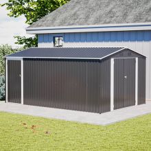 BIRCHTREE 10x14FT Metal Garden Shed, Anthracite