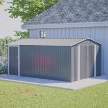 BIRCHTREE 10x14FT Metal Garden Shed, Grey