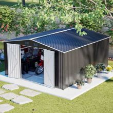 BIRCHTREE 12x14FT Metal Garden Shed, Anthracite