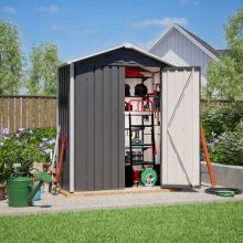 BIRCHTREE Garden Shed Apex Roof 5FT X 2.6FT Grey and White
