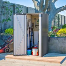BIRCHTREE Metal Garden Shed Pent Roof 3X3FT Grey