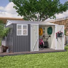 BIRCHTREE Garden Shed With Window 10X10FT Grey