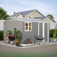 BIRCHTREE Garden Shed With Window 10X8FT Grey