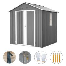 BIRCHTREE Garden Shed With Window 6X6FT Grey