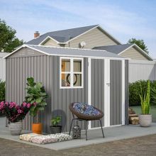 BIRCHTREE Garden Shed With Window 8X6FT Grey