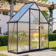 BIRCHTREE 6X2FT Polycarbonate Greenhouse Dark Grey