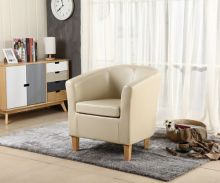 WestWood Faux Leather Tub Armchair Ivory