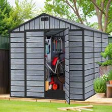 BIRCHTREE Plastic Garden Shed Apex 8X6FT Grey