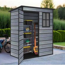 BIRCHTREE Plastic Garden Shed Pent 5X3FT Grey