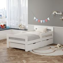 WestWood Junior Bed Wood Frame With Storage White