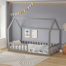 WestWood House Shape Kid Wood Bed Frame KHB02 Grey