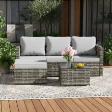 BIRCHTREE Rattan Furniture Set RFS01 Grey