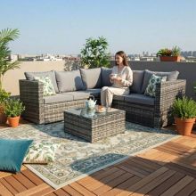 BIRCHTREE Rattan Furniture Set RFS08 Grey