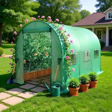 BIRCHTREE 3M (L) x 2M (W) x 2M (H) Polytunnel Greenhouse Pollytunnel Galvanised Frame