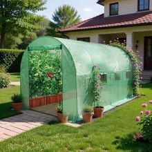 BIRCHTREE 4M (L) x 2M (W) x 2M (H) Polytunnel Greenhouse Pollytunnel Galvanised Frame