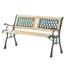 BIRCHTREE Outdoor Wooden 3 Seater Cross Lattice and Slat Style Garden Bench